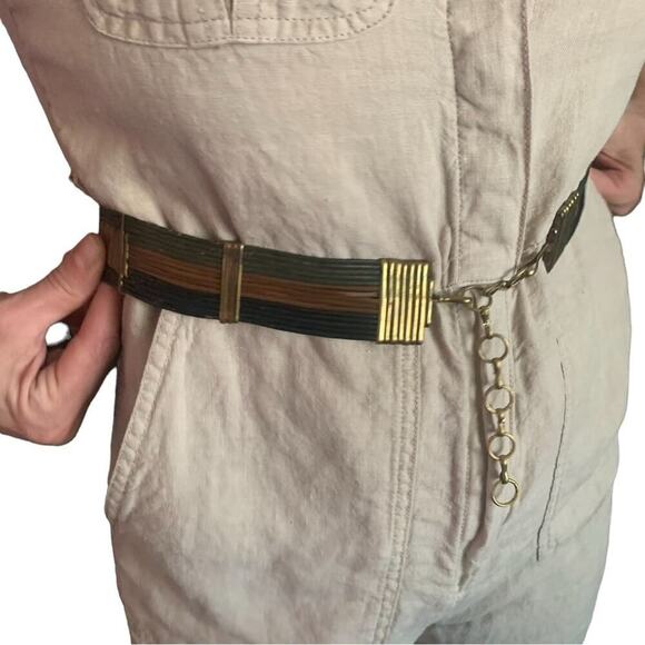 70’s Metal Leather handmade Art Deco Adjustable Statement Belt. - Picture 5 of 13